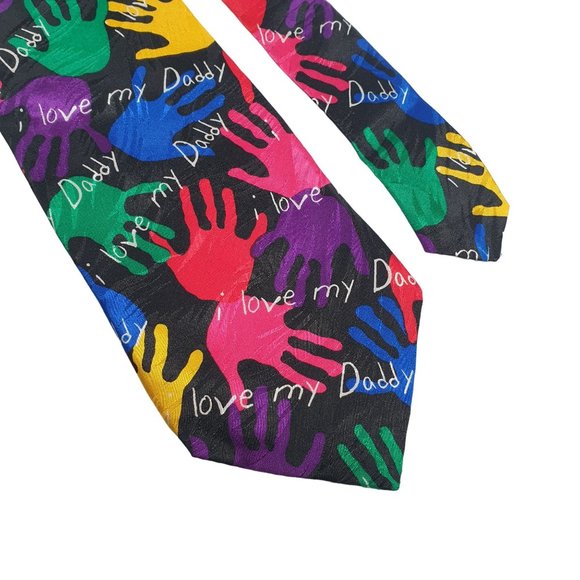 RM Style I Love My Daddy Hands Mens Necktie Tie Designer Accessory Work Dad Gift - Picture 2 of 6